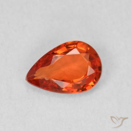 0.49ct 자연스러운 붉은 오렌지 사파이어, 배 모양, VS