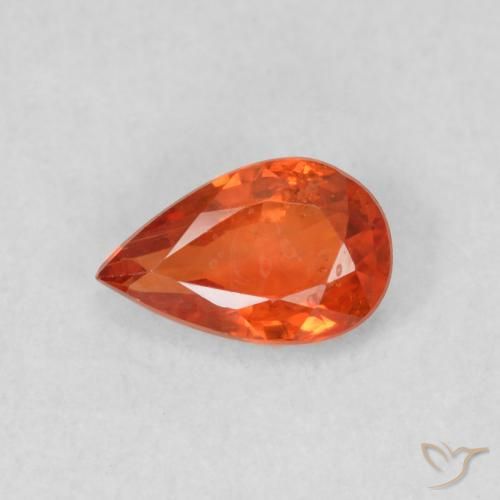 0.50ct 자연스러운 따뜻한 오렌지 사파이어, 배 모양, VS