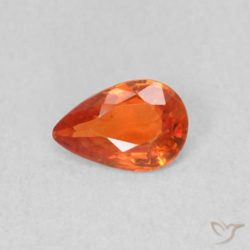 0.38ct 자연스러운 미디엄 오렌지 사파이어, 배 모양, VS