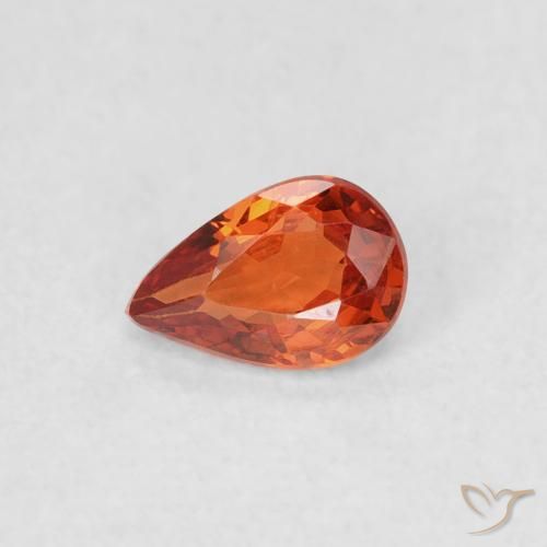 0.39ct 자연스러운 붉은 오렌지 사파이어, 배 모양, VVS-VS