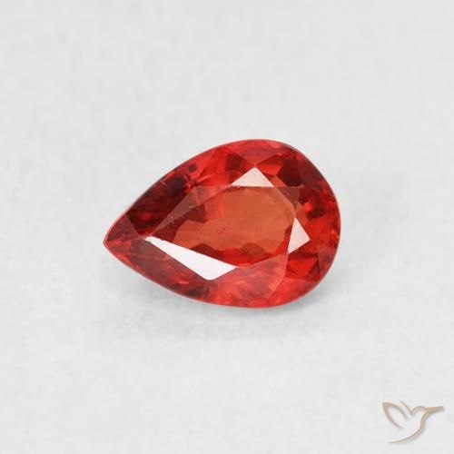 0.63ct 자연스러운 미디엄 오렌지 사파이어, 배 모양, VS