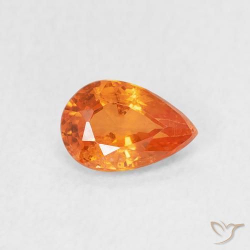 0.54ct 자연스러운 밝은 주황색 사파이어, 배 모양, VS