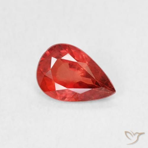 0.48ct 자연스러운 밝은 크림슨 레드 사파이어, 배 모양, VS