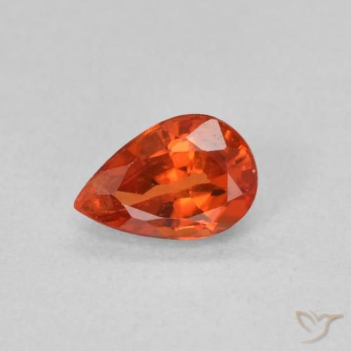 0.52ct 자연스러운 붉은 오렌지 사파이어, 배 모양, VVS-VS