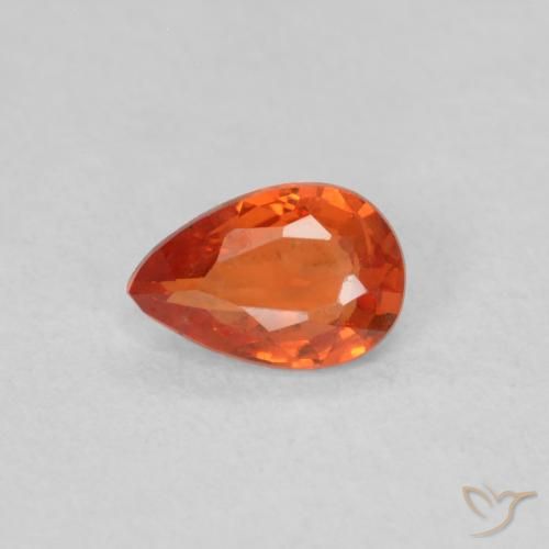 0.40ct 자연스러운 붉은 오렌지 사파이어, 배 모양, VS