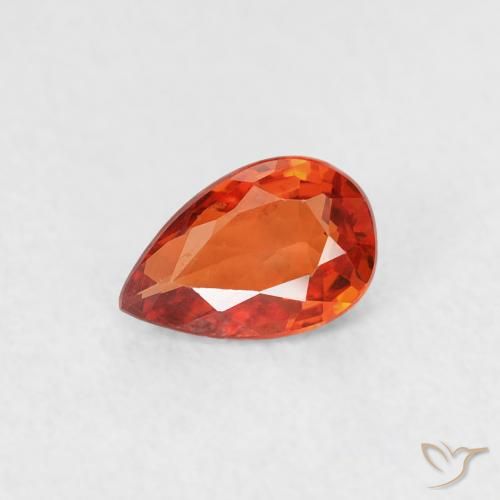 0.49ct 자연스러운 붉은 오렌지 사파이어, 배 모양, VVS