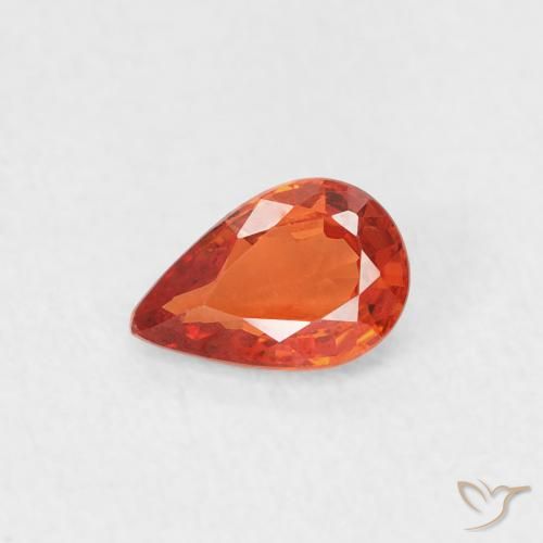 0.49ct 자연스러운 붉은 오렌지 사파이어, 배 모양, VVS