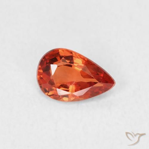 0.39ct 자연스러운 붉은 오렌지 사파이어, 배 모양, VVS