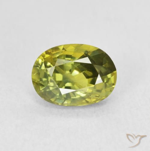 2.04ct 자연스러운 황록색 사파이어, 타원형, VVS-VS