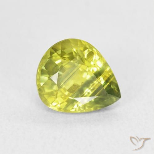 1.99ct 자연스러운 미디엄 옐로우 사파이어, 배 모양, VVS-VS