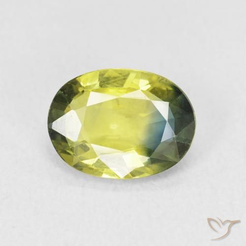 1.83ct 자연스러운 녹색 노란색 사파이어, 타원형, VVS-VS