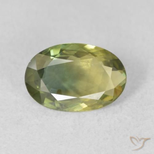 1.24ct 자연스러운 황록색 사파이어, 타원형, VVS