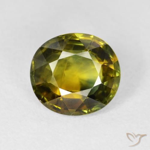 3.42ct 자연스러운 따뜻한 녹색 사파이어, 타원형, VS