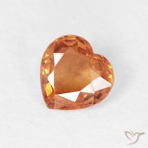 0.41ct 자연스러운 앰버 오렌지 사파이어, 마음, VVS-VS
