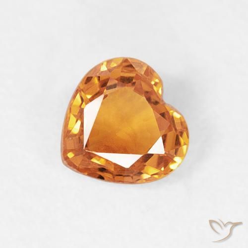 0.43ct 자연스러운 미디엄 오렌지 사파이어, 마음, VVS-VS