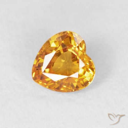 0.40ct 자연스러운 오렌지-골드 사파이어, 마음, VVS-VS