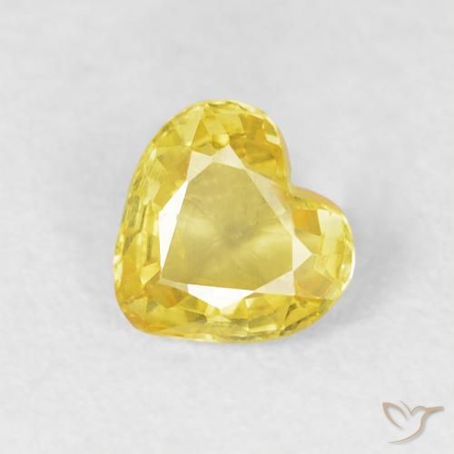 0.43ct 자연스러운 미디엄 옐로우 사파이어, 마음, VVS-VS