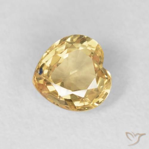 0.47ct 자연스러운 연노랑 사파이어, 마음, VVS