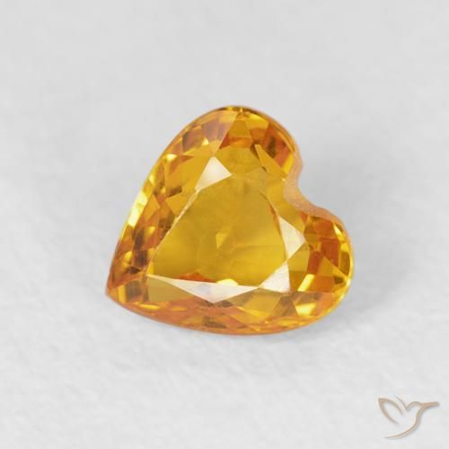 0.51ct 자연스러운 Medium Light-Orange 사파이어, 마음, VVS-VS