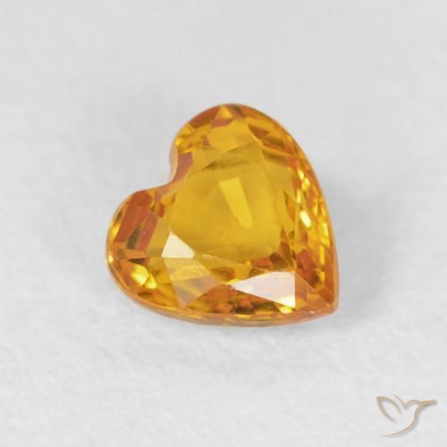 0.51캐럿 천연 Medium Light-Orange 사파이어, 마음, VVS-VS