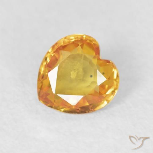 0.41ct 자연스러운 미디엄 오렌지 사파이어, 마음, VVS-VS