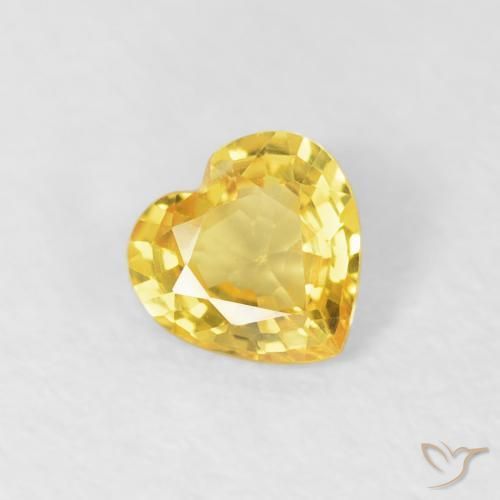 0.37ct 자연스러운 미디엄 옐로우 사파이어, 마음, VS