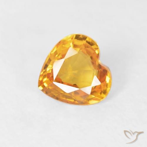 0.43ct 자연스러운 미디엄 오렌지 사파이어, 마음, VS
