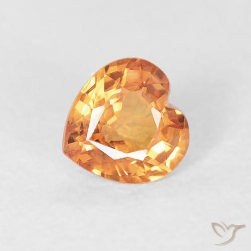 0.41ct 자연스러운 인텐스 오렌지 사파이어, 마음, VS