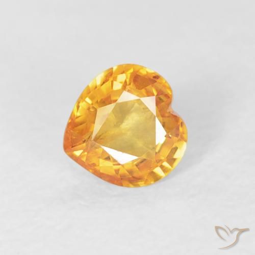 0.45ct 자연스러운 오렌지-골드 사파이어, 마음, VS