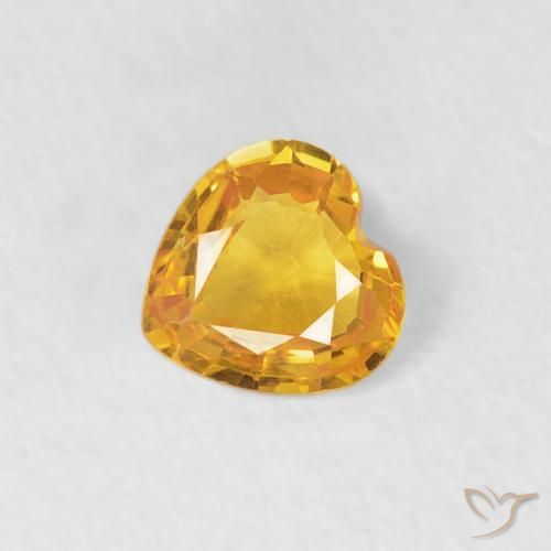 0.35ct 자연스러운 미디엄 오렌지-골드 사파이어, 마음, VS