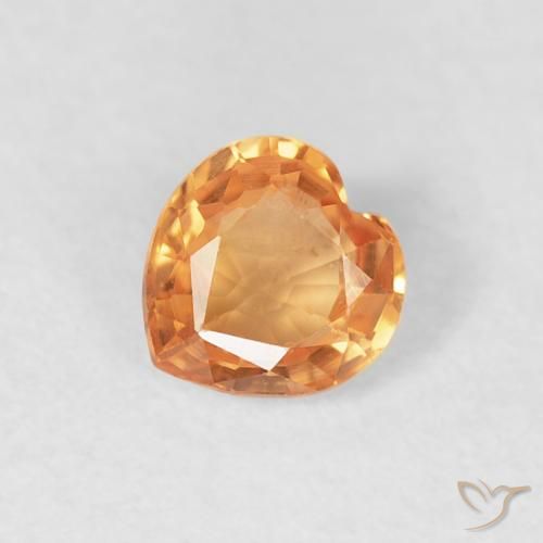 0.39ct 자연스러운 밝은 주황색 사파이어, 마음, VVS-VS