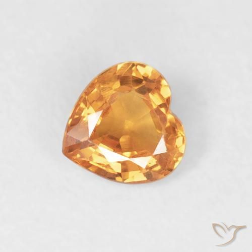 0.43ct 자연스러운 밝은 주황색 사파이어, 마음, VVS-VS