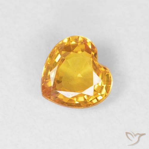 0.43ct 자연스러운 미디엄 오렌지-골드 사파이어, 마음, VVS-VS