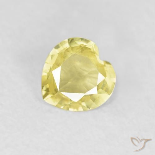 0.34ct 자연스러운 연노랑 사파이어, 마음, VVS-VS
