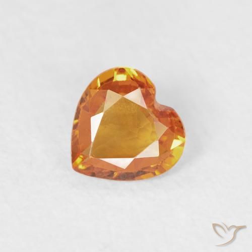 0.36ct 자연스러운 살구 오렌지 사파이어, 마음, VS