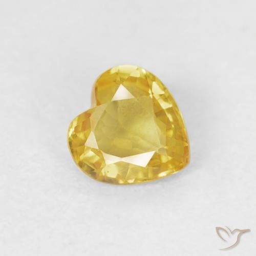 0.42ct 자연스러운 미디엄 옐로우 사파이어, 마음, VS