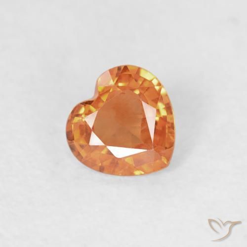 0.36ct 자연스러운 미디엄 오렌지 사파이어, 마음, VS