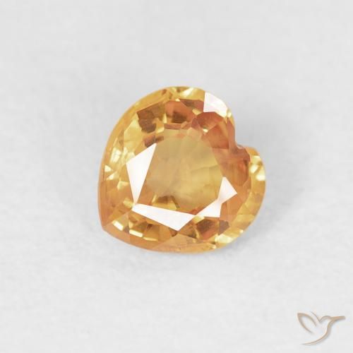 0.41ct 자연스러운 오렌지-골드 사파이어, 마음, VS