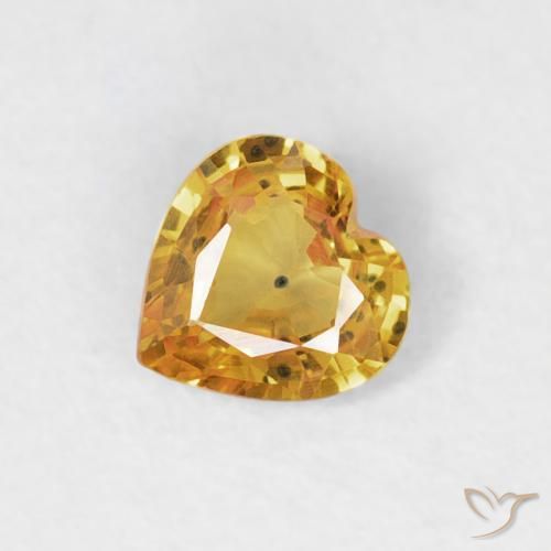 0.35ct 자연스러운 미디엄 오렌지-골드 사파이어, 마음, VS