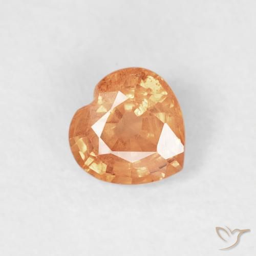 0.45ct 자연스러운 미디엄 오렌지 사파이어, 마음, VS-SI