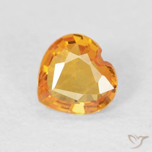 0.42ct 자연스러운 오렌지-골드 사파이어, 마음, VVS