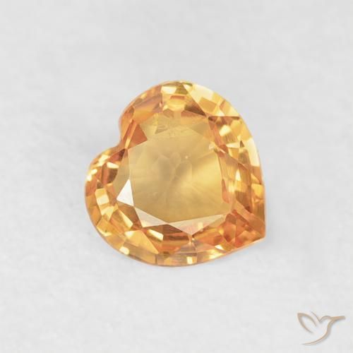 0.33ct 자연스러운 오렌지-골드 사파이어, 마음, VVS