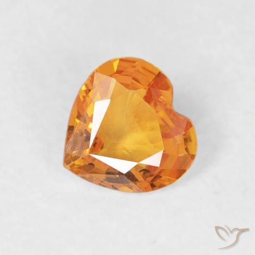 0.34ct 자연스러운 딥 오렌지-골드 사파이어, 마음, VVS-VS