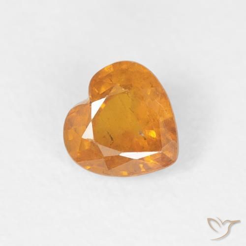0.46ct 자연스러운 앰버 오렌지 사파이어, 마음, VS-SI
