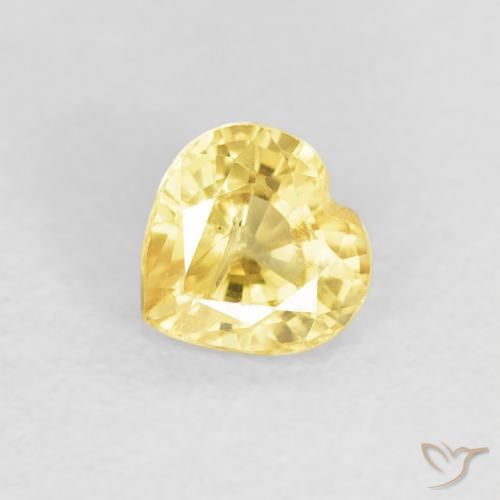 0.46ct 자연스러운 미디엄 옐로우 사파이어, 마음, VS-SI