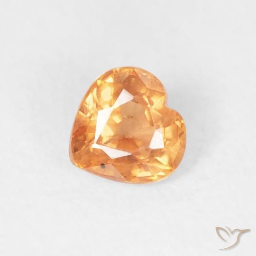 0.45ct 자연스러운 미디엄 오렌지 사파이어, 마음, VS