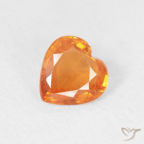 0.41ct 자연스러운 밝은 주황색 사파이어, 마음, VS