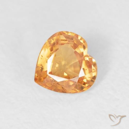 0.46ct 자연스러운 밝은 주황색 사파이어, 마음, VS