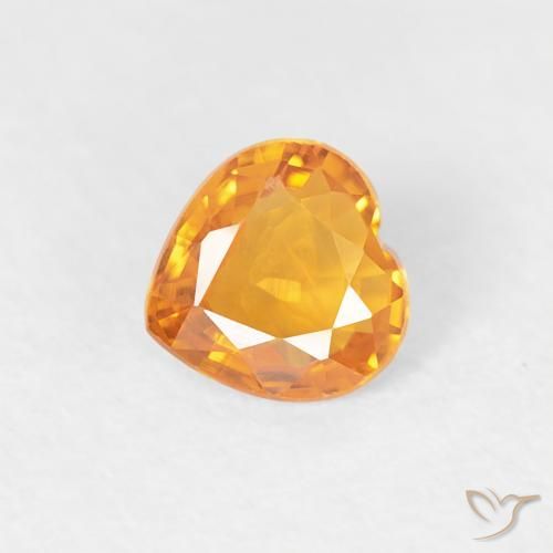 0.38ct 자연스러운 살구 오렌지 사파이어, 마음, VS