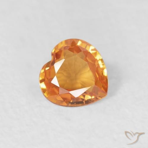 0.35ct 자연스러운 미디엄 오렌지 사파이어, 마음, VVS
